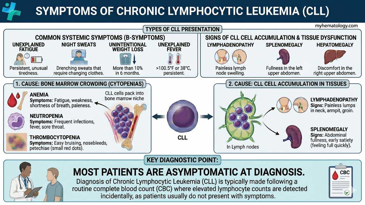 Signs and symptoms of CLL