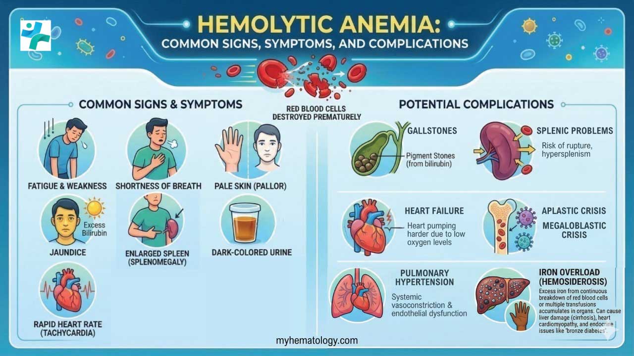 Symptoms and complications of hemolytic anemia