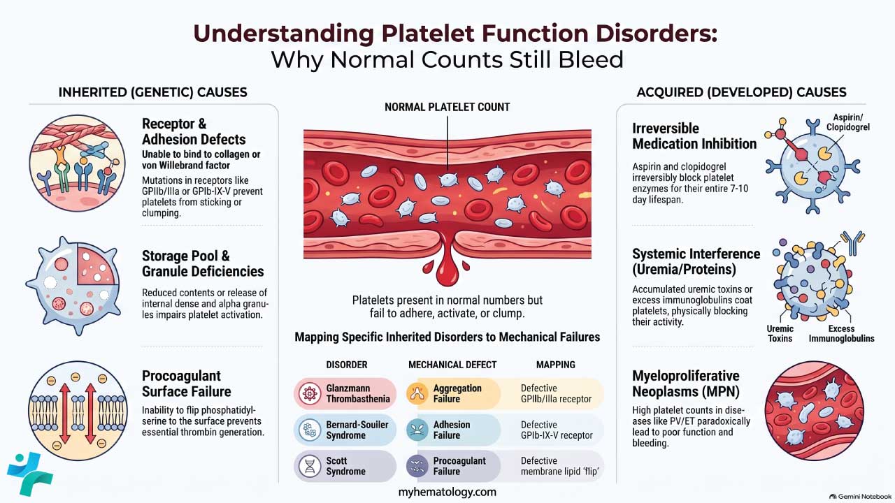 Causes of platelet function disorders