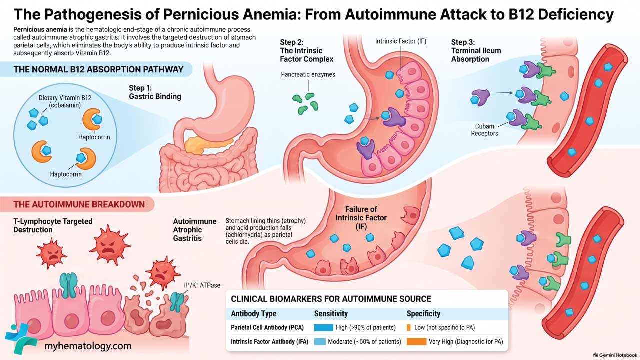 Pathogenesis of pernicious anemia