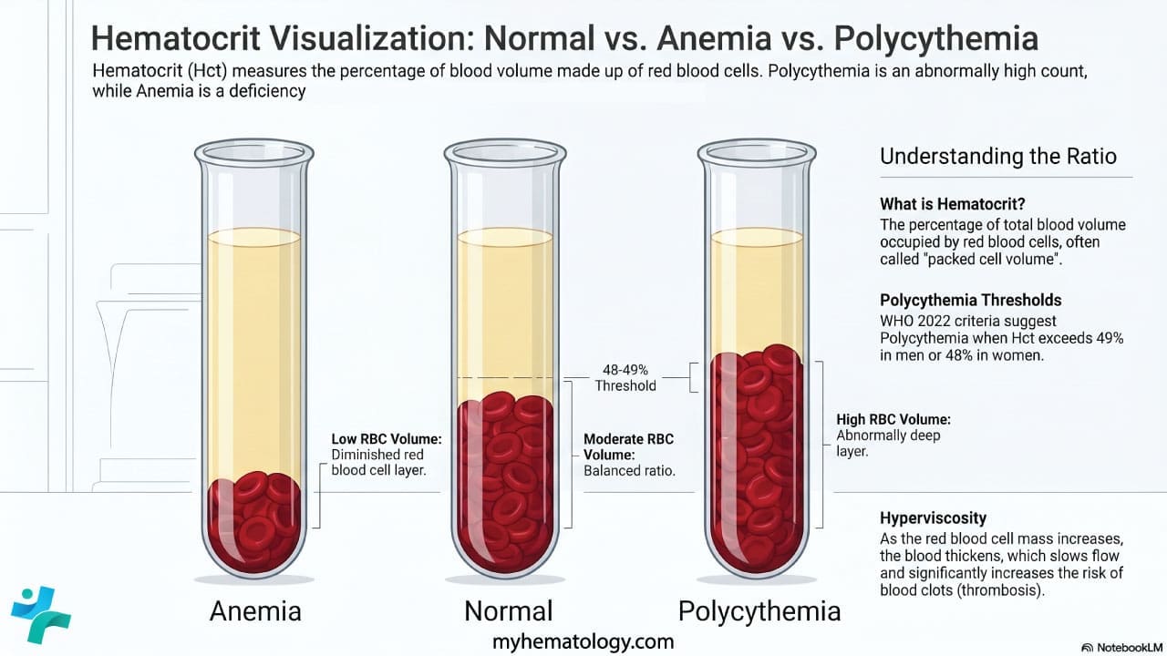Hematocrit visualization in normal vs anemia vs polycythemia