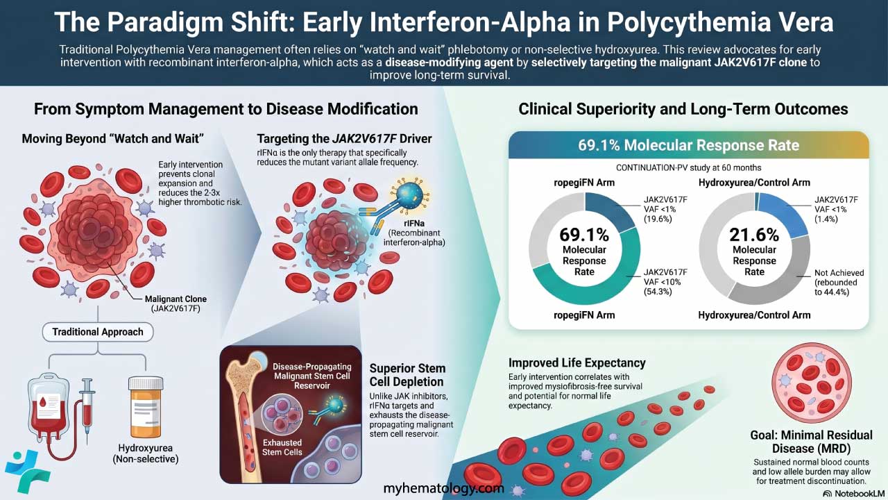 Should all polycythemia vera patients start on interferon?