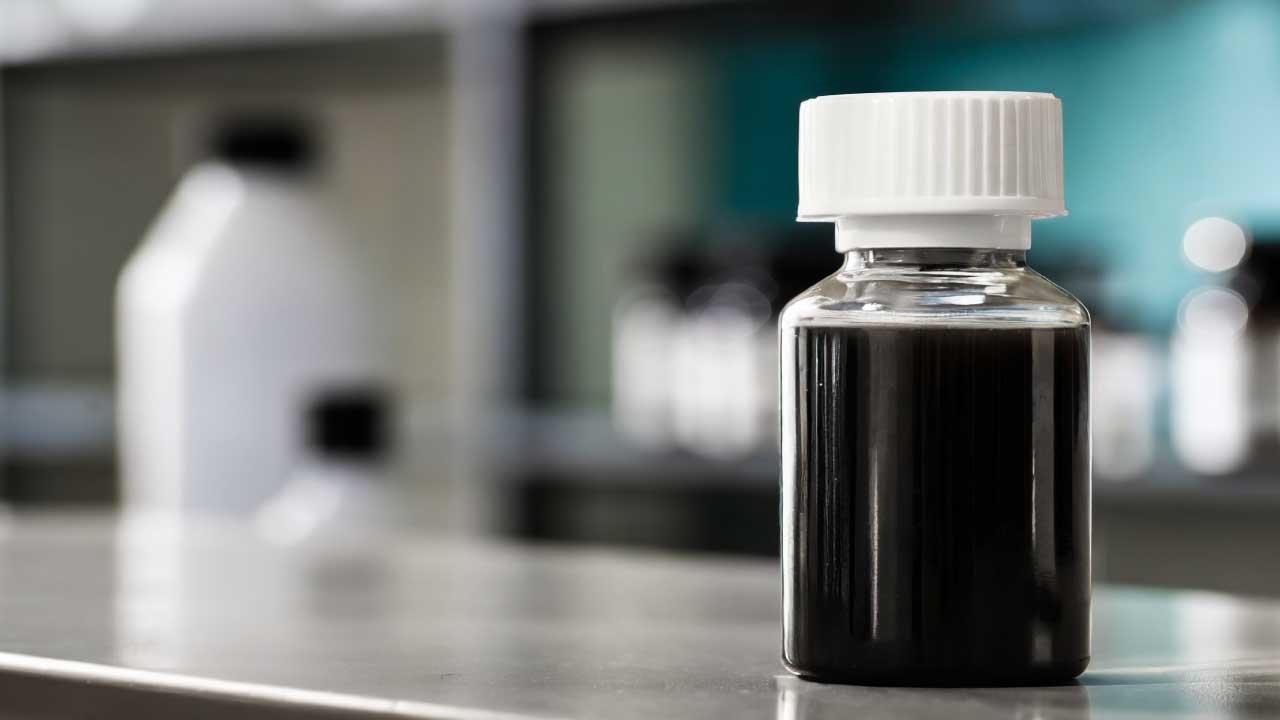 An image of a bottle containing Brilliant Cresyl Blue (BCB) stain