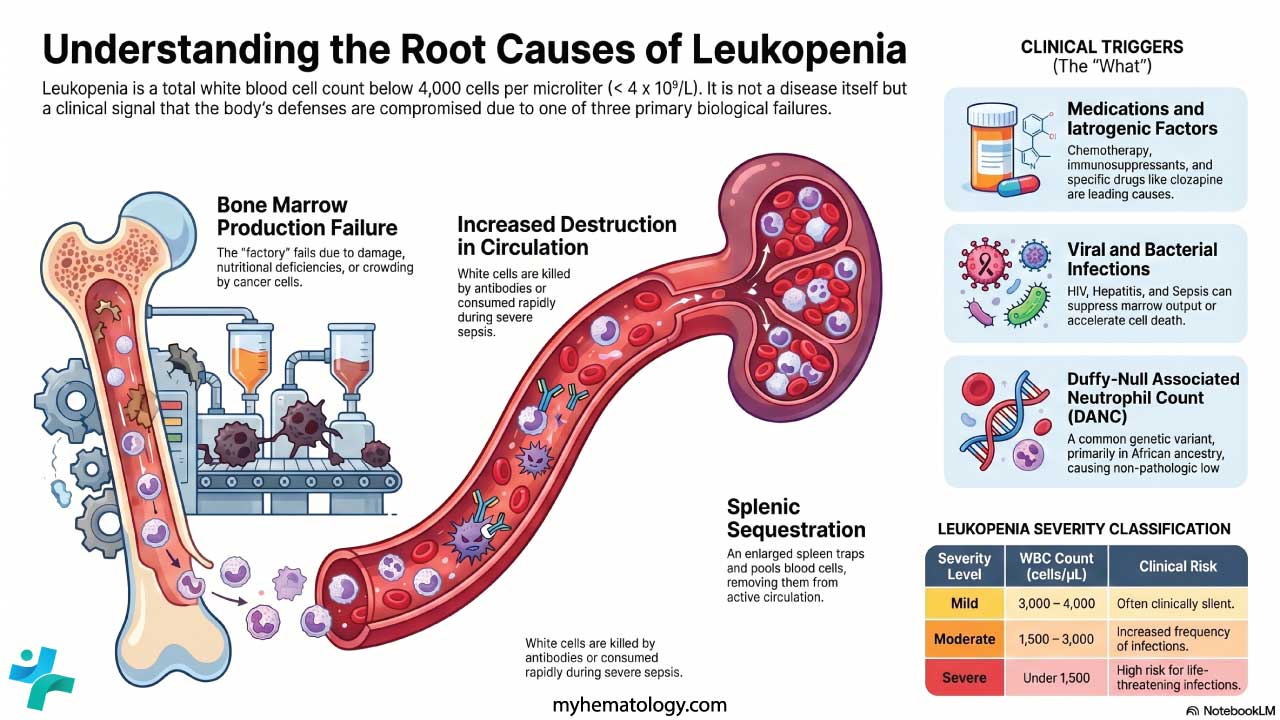Causes of leukopenia